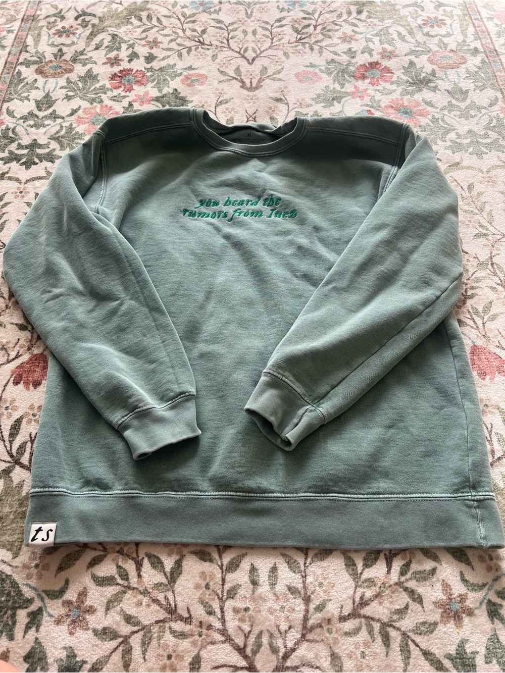 Taylor Swift Betty Crewneck Folklore Medium Green "Rumors From Inez" Sweatshirt